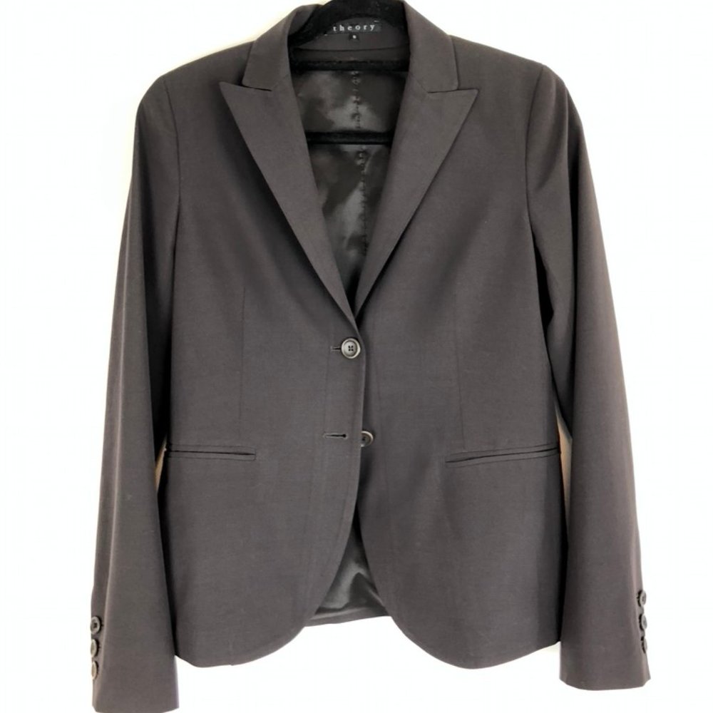 Theory Classic Two Button Black Wool Jacket